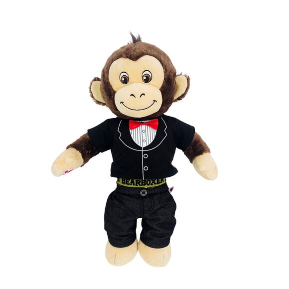 Build A Bear Workshop Tuxedo Tee Monkey Plush 18” Stuffed Animal w/Outfit - Picture 1 of 9
